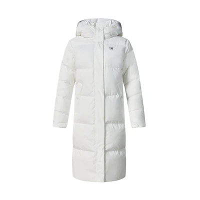 (Women) FILA Athletics Long Hooded Down Jacket Winter Jade White. A11W242908F-WT