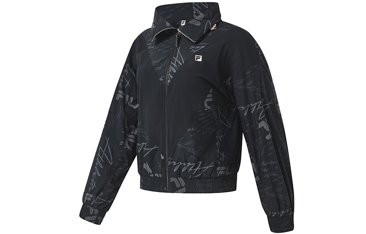 (Women) FILA Athletics Black Logo Print Loose Fit Woven Jacket A11W311701F-BK