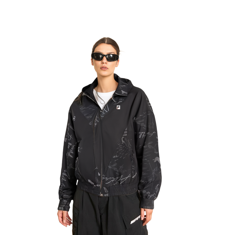 (Women) FILA Athletics Black Logo Print Loose Fit Woven Jacket A11W311701F-BK 圖 4