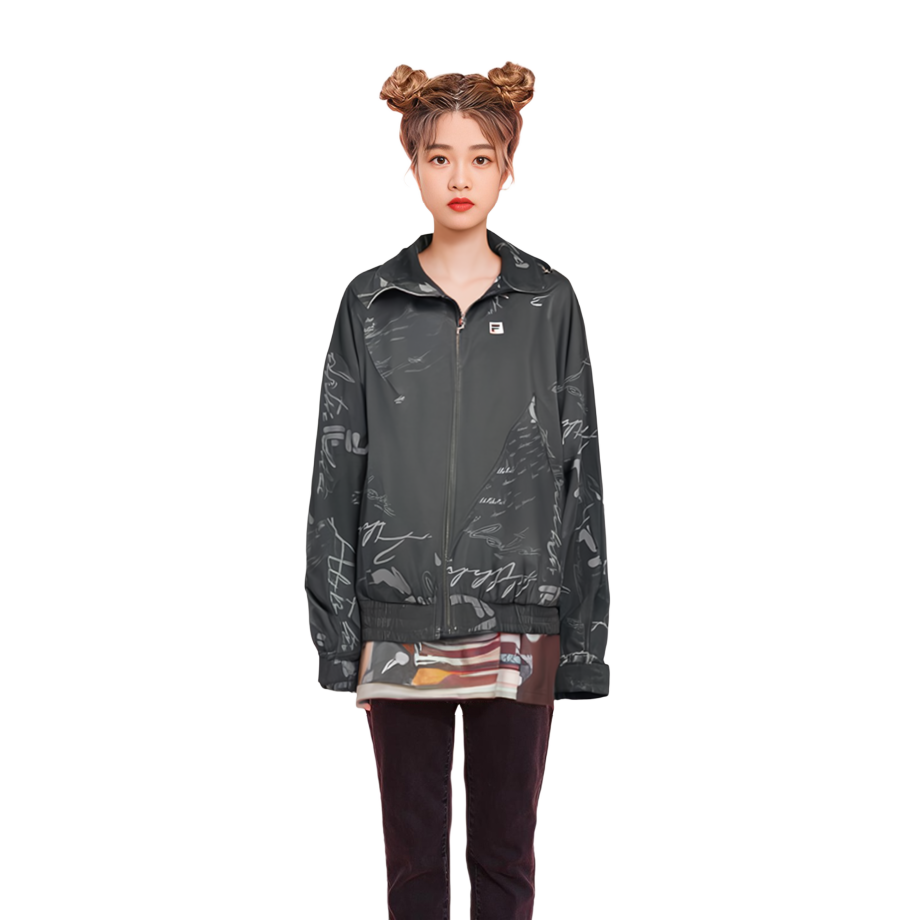 (Women) FILA Athletics Black Logo Print Loose Fit Woven Jacket A11W311701F-BK 圖 5