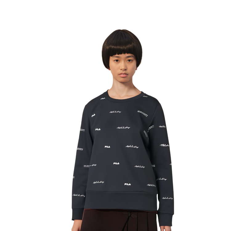 Details for (W) FILA 運動簡約Logo針織套頭衫 全印圖案長袖上衣 A11W231202F-ZA