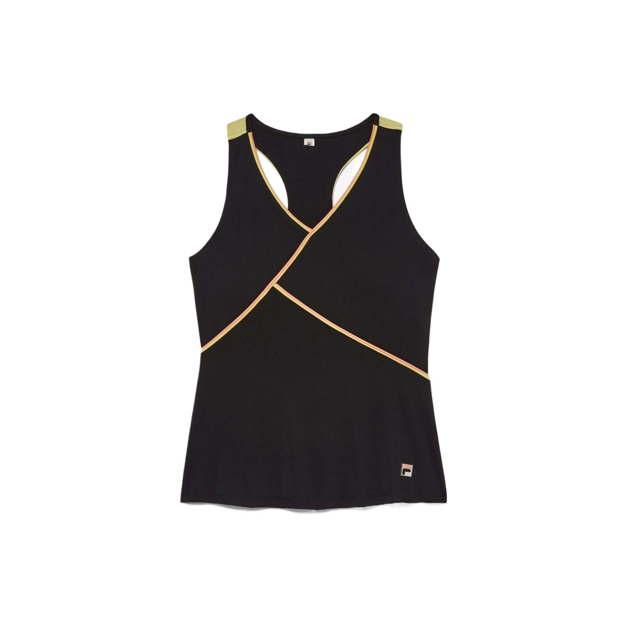 (Women) FILA Backspin V-Neck Sleeveless Tennis Shirt Black TW33D787-980