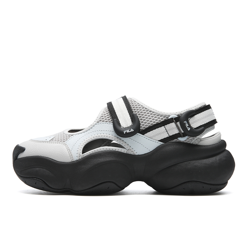 (Women) FILA Bagel Sandal Grey/Blue - Stylish Retro Sporty Platform Sandals. F12W622401FAI