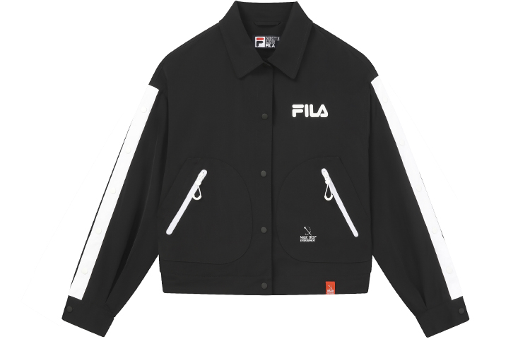 (Women) FILA Black Colorblock Oversized Woven Shirt Jacket F11W339703FBK