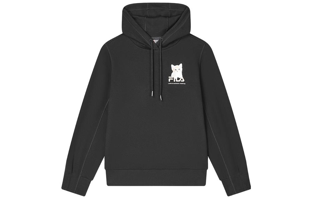 Lookbook (W) FILA 黑色連帽衫 貓字母印花 休閒針織設計 F11W348209F-BK
