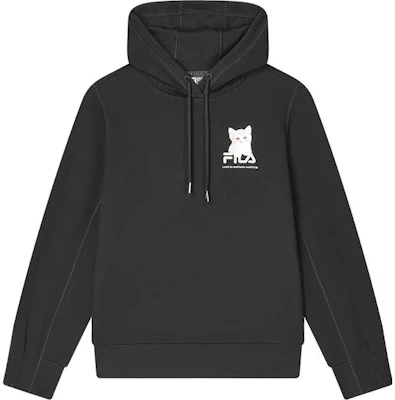 (W) FILA 黑色連帽衫 貓字母印花 休閒針織設計 F11W348209F-BK Lookbook (W) FILA 黑色連帽衫 貓字母印花 休閒針織設計 F11W348209F-BK