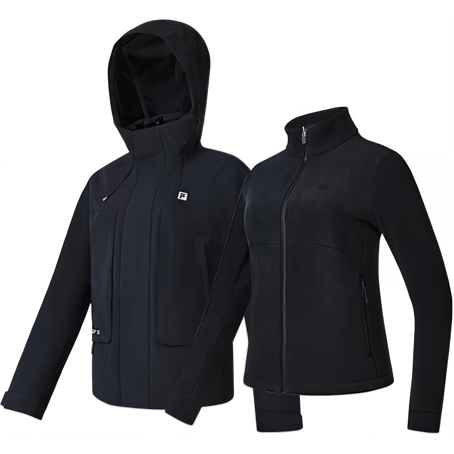 (Women) FILA Black Waterproof Outdoor 3-in-1 Sports Jacket with Hoodie A11W347507F-BK