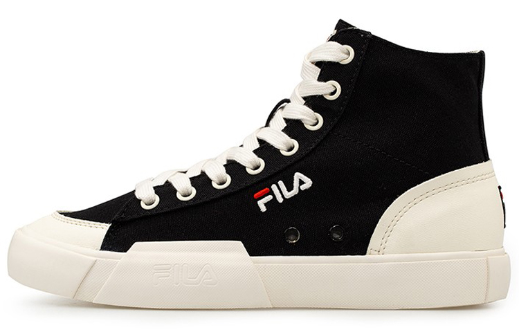 (Women) FILA Block High-Top Canvas Shoes Black/White T12W034404FBK
