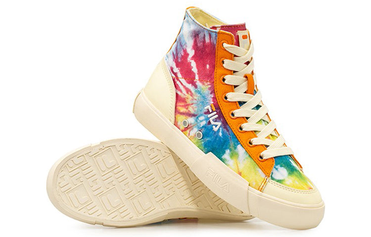 Shop FILA FUSION斐樂潮牌 彩色 Block High 布罗克 透氣防滑 板鞋 女款