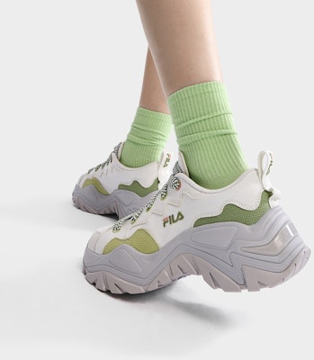 (Women) FILA Canvas Low 'Fishbone White Grey Green' F12W321304FVE Cheap (Women) FILA Canvas Low 'Fishbone White Grey Green' F12W321304FVE