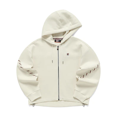 (Women) FILA Casual Knit Loose Fit Hoodie Jacket Steam White F11W211504FIV
