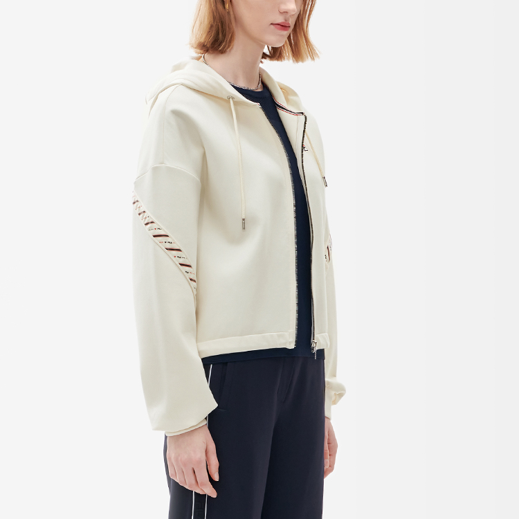 (Women) FILA Casual Knit Loose Fit Hoodie Jacket Steam White F11W211504FIV 圖 7