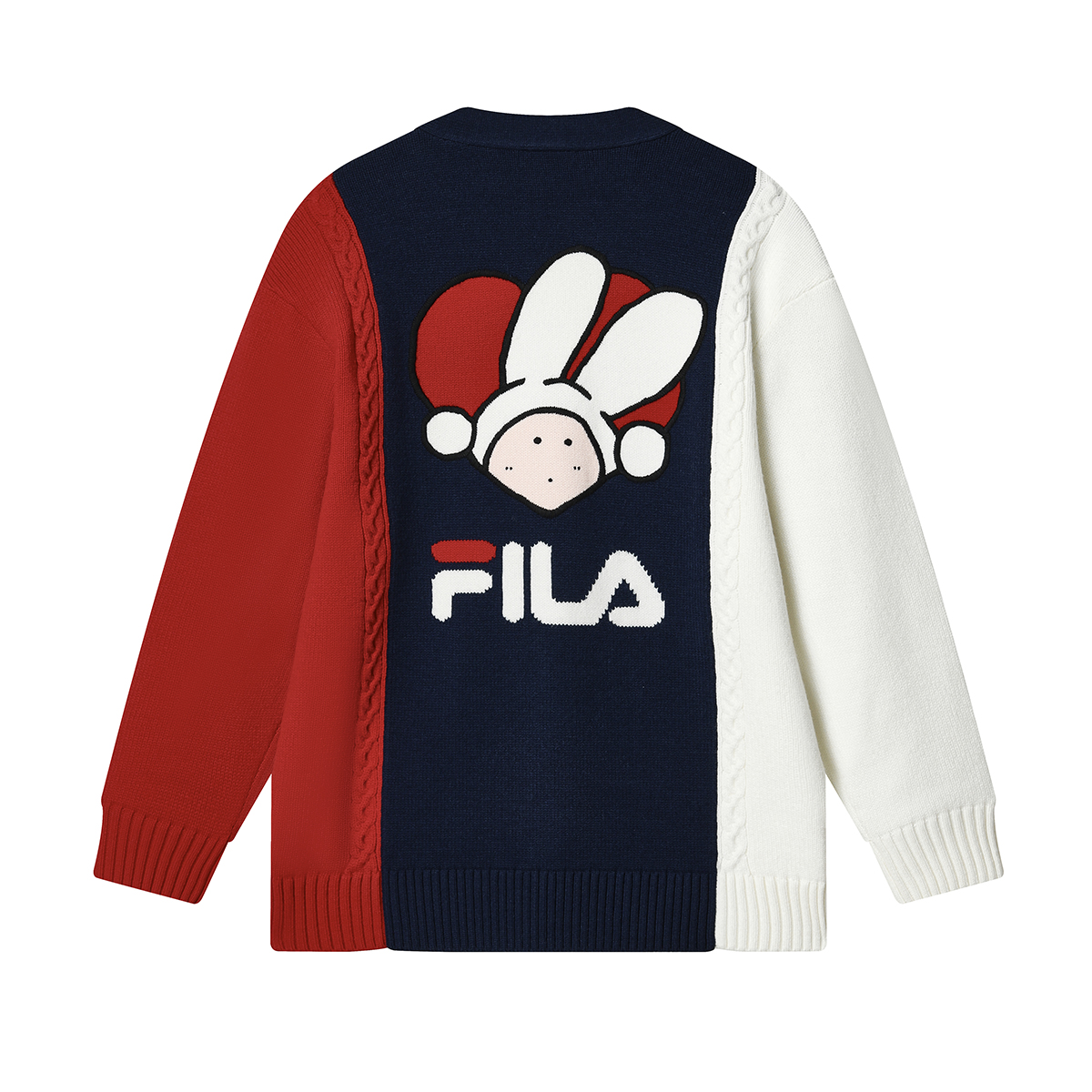 Lookbook (W) FILA CNY バニーコレクション Vネックニットセーター ウィメンズ スモーキーブルー. F11W319407F-DB