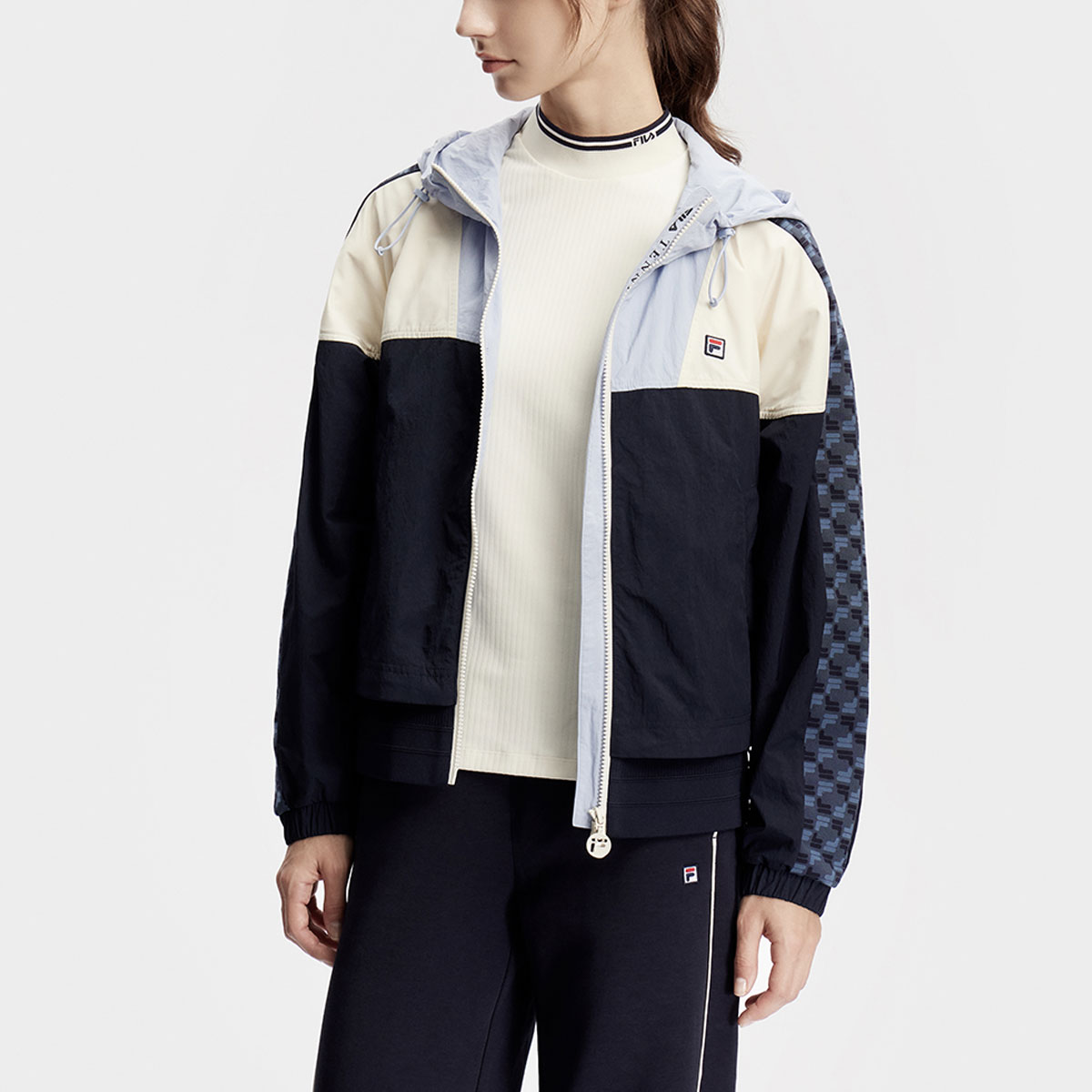 (Women) FILA Colorblock Hooded Tennis Knit Jacket Royal Blue A11W413702FNV 圖 6