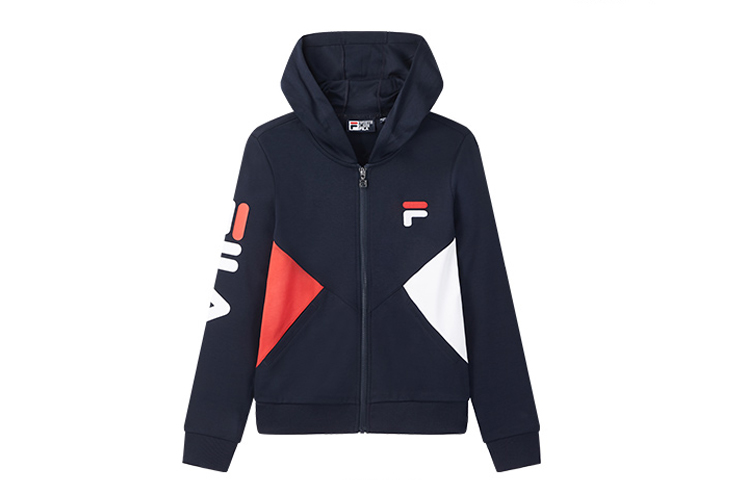 (Women) FILA Colorblock Lightweight Knit Zip Hoodie Jacket Blue F61W028506FNV