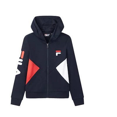 (Women) FILA Colorblock Lightweight Knit Zip Hoodie Jacket Blue F61W028506FNV