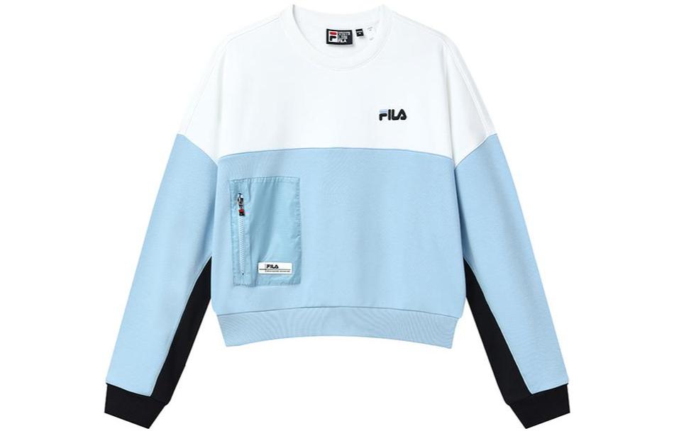 Order (W) FILA 拼色Logo圓領套頭衛衣 粉藍配色 F11W149210FLB