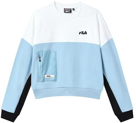 (W) FILA 拼色Logo圓領套頭衛衣 粉藍配色 F11W149210FLB Order (W) FILA 拼色Logo圓領套頭衛衣 粉藍配色 F11W149210FLB