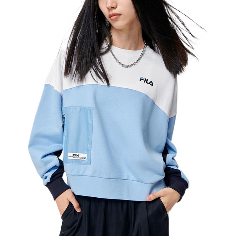 Lookbook (W) FILA 拼色Logo圓領套頭衛衣 粉藍配色 F11W149210FLB