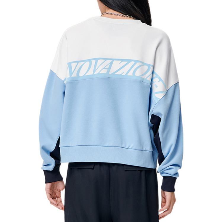 Shop (W) FILA 拼色Logo圓領套頭衛衣 粉藍配色 F11W149210FLB