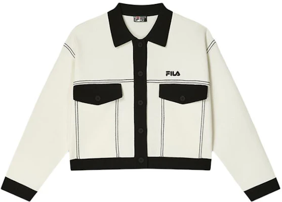 (W) FILA Jaket Kasual Knit Kerah Kontras - Putih Jade Rabbit F11W418406F-IV Order (W) FILA Jaket Kasual Knit Kerah Kontras - Putih Jade Rabbit F11W418406F-IV