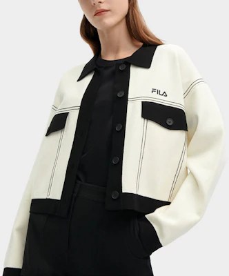 (W) FILA Jaket Kasual Knit Kerah Kontras - Putih Jade Rabbit F11W418406F-IV Lookbook (W) FILA Jaket Kasual Knit Kerah Kontras - Putih Jade Rabbit F11W418406F-IV