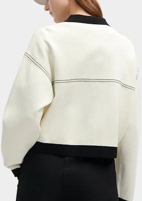 (W) FILA Jaket Kasual Knit Kerah Kontras - Putih Jade Rabbit F11W418406F-IV Shop (W) FILA Jaket Kasual Knit Kerah Kontras - Putih Jade Rabbit F11W418406F-IV