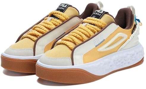 (W) 斐乐 Court Deluxe 低帮'白棕黄' F12W323201FYA Lookbook (W) 斐乐 Court Deluxe 低帮'白棕黄' F12W323201FYA