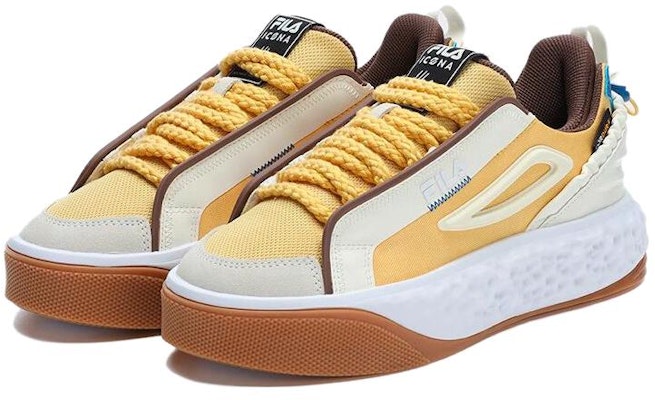 (Women) FILA Court Deluxe Low 'White Brown Yellow' F12W323201FYA Lookbook (Women) FILA Court Deluxe Low 'White Brown Yellow' F12W323201FYA