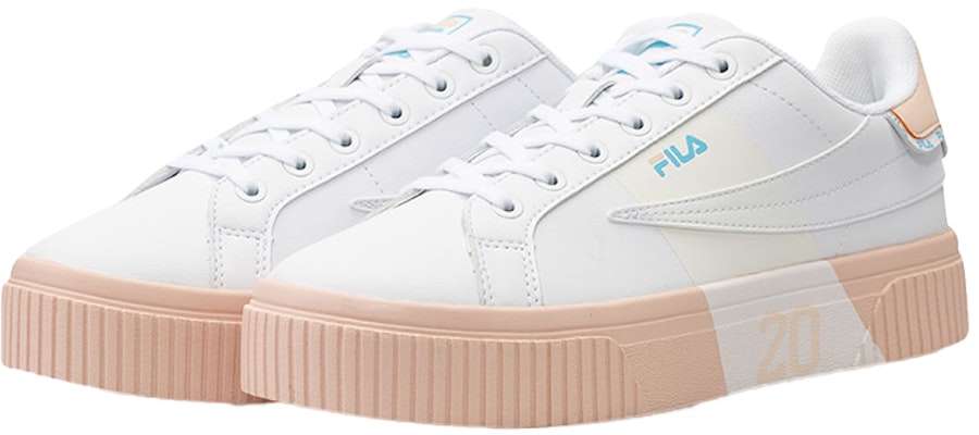 (W) FILA Court Deluxe Platform Sneakers Putih/Merah Jambu T12W034301FWS Lookbook (W) FILA Court Deluxe Platform Sneakers Putih/Merah Jambu T12W034301FWS