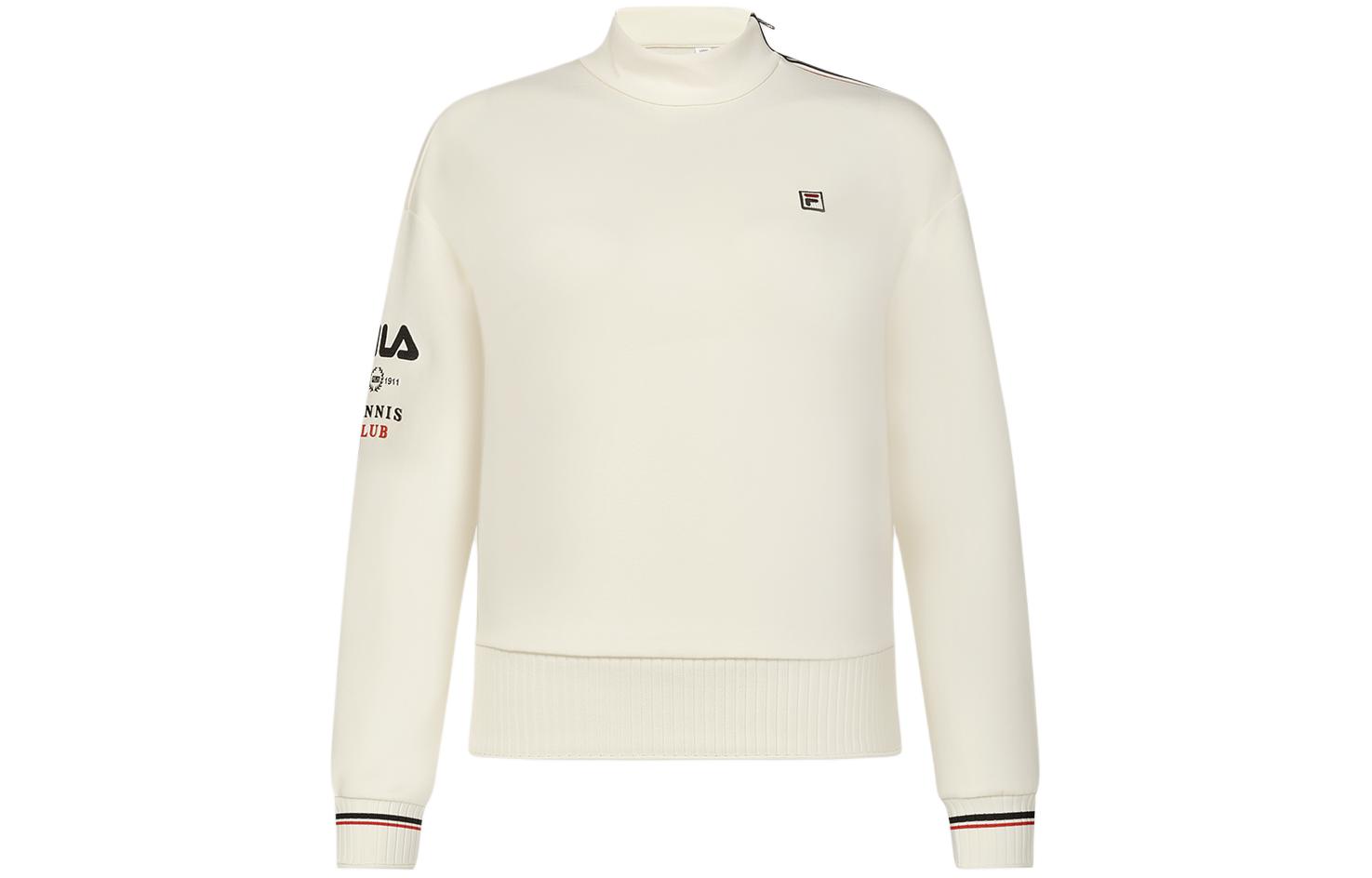 (Women) FILA Cream Tennis Pullover Knit Sweatshirt with Logo Print A11W413207F-IV