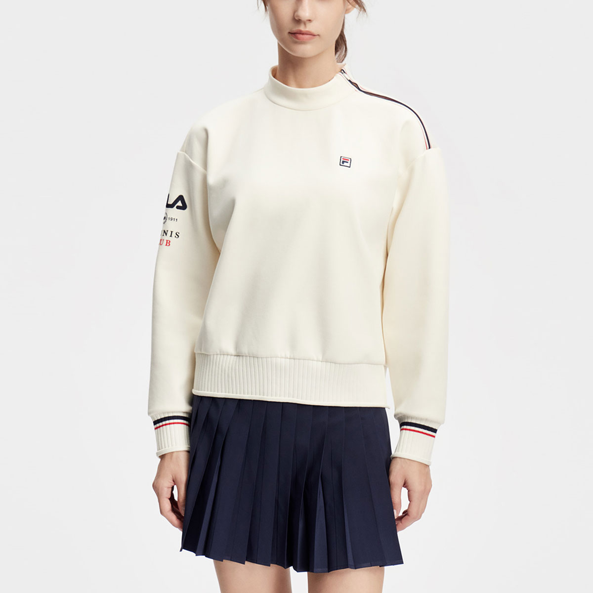 Shop (W) FILA 米白網球風針織 Logo 印花套頭衛衣 A11W413207F-IV