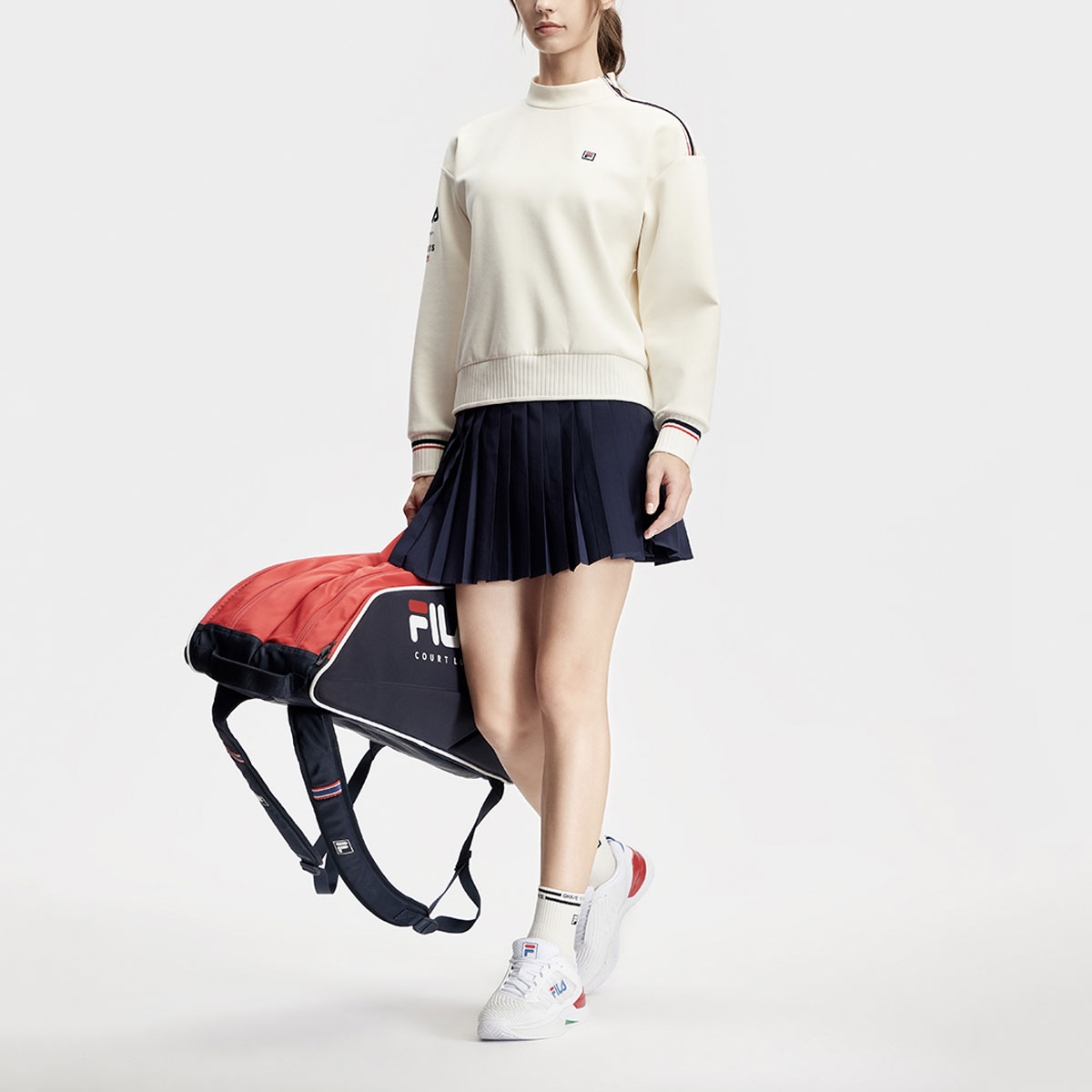 Cheap (W) FILA 米白網球風針織 Logo 印花套頭衛衣 A11W413207F-IV