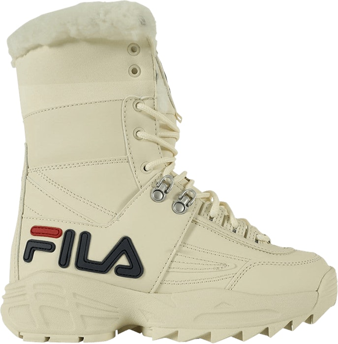 Fila disruptor boot with online fur trim in white