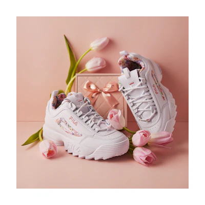 (W) FILA Disruptor II Flower Dad Shoes White