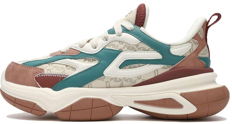 Women FILA Disruptor Low White Brown Blue F12W343103FWC