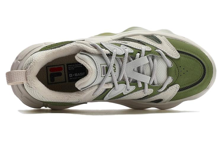 Shop FILA斐樂 舒適 減震耐磨 低筒 爸爸鞋 女款 白綠色