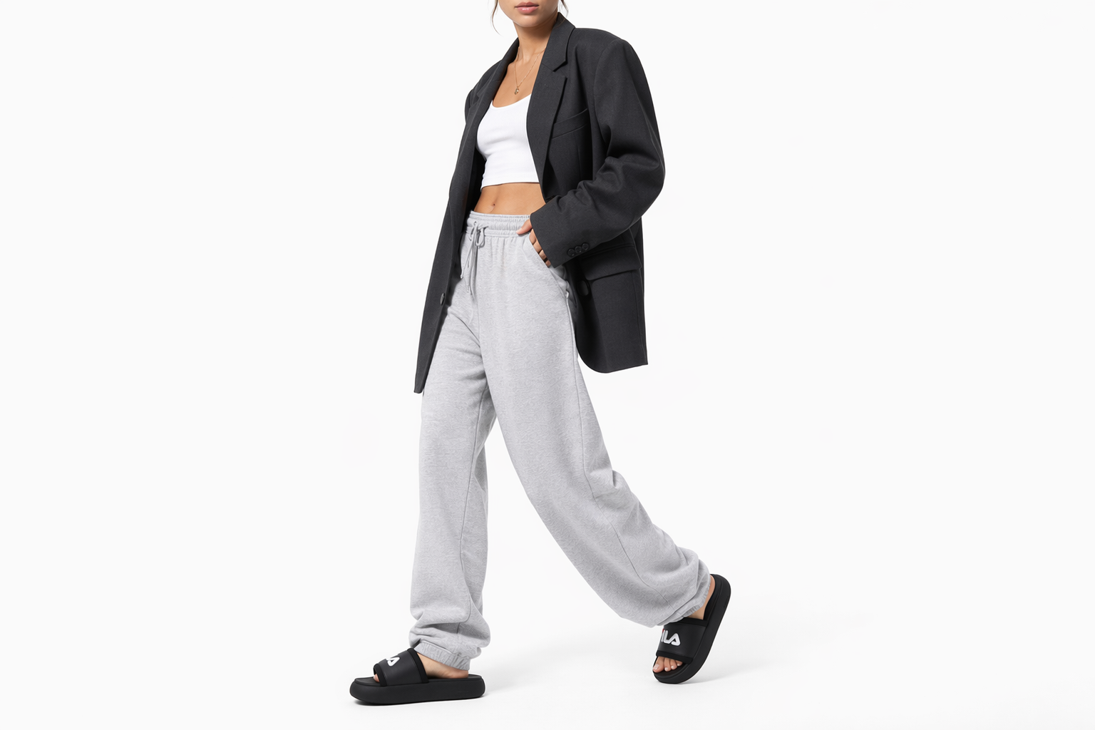 Order Fila 斐樂 甜甜圈 時尚休閒拖鞋 女款 黑色