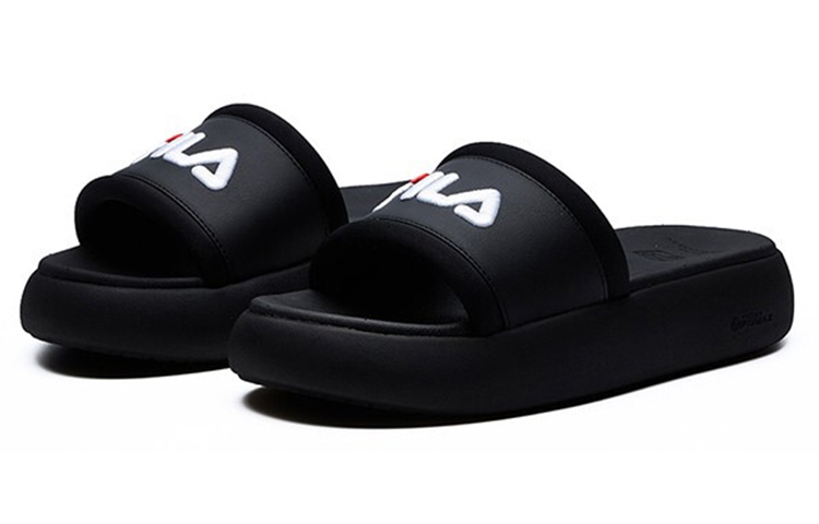 Shop Fila 斐樂 甜甜圈 時尚休閒拖鞋 女款 黑色
