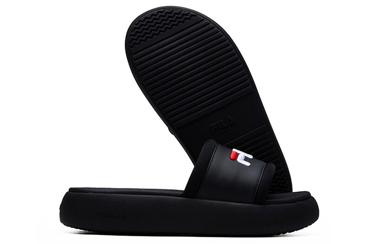Sizing Fila 斐樂 甜甜圈 時尚休閒拖鞋 女款 黑色