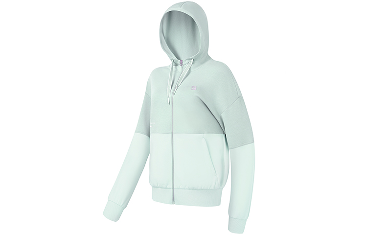 (Women) FILA Dream Green Colorblock Hoodie Athletic Sweatshirt A11W331503F-TQ