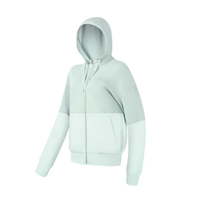 (Women) FILA Dream Green Colorblock Hoodie Athletic Sweatshirt A11W331503F-TQ