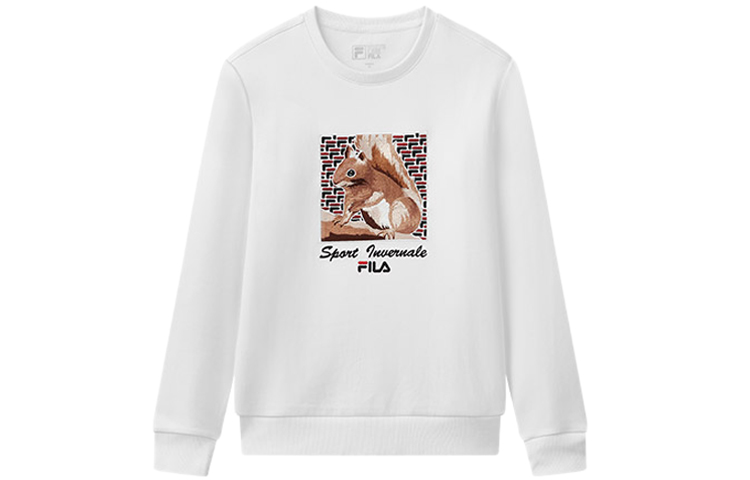 (Women) FILA Embroidered Crewneck Pullover Sweatshirt White () F11W048220F-WT