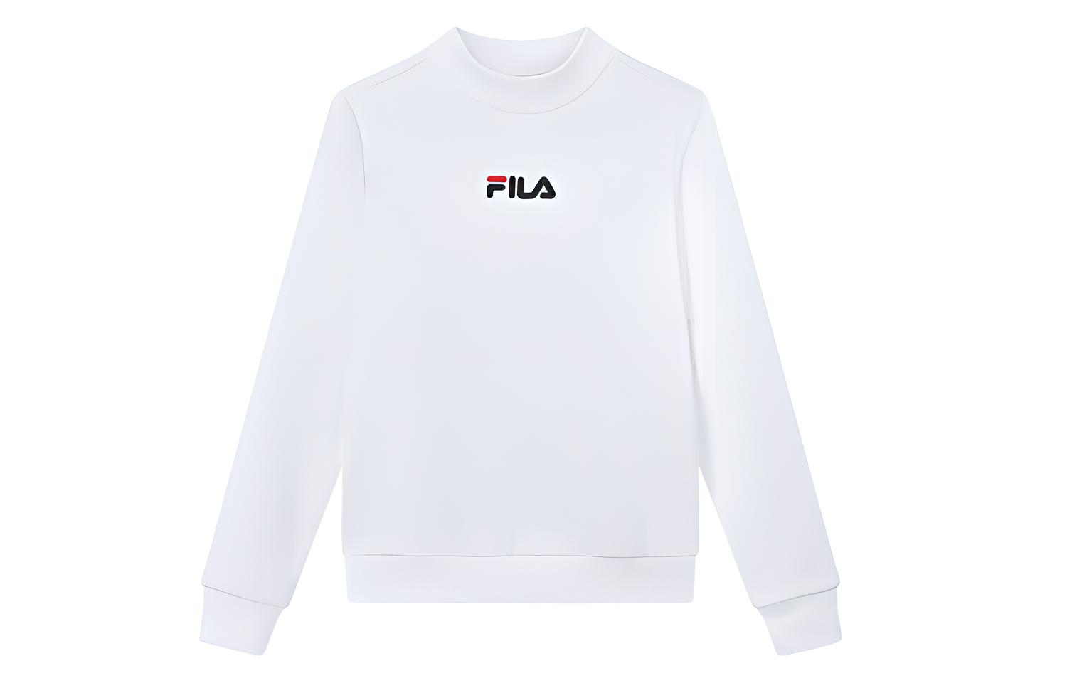(Women) FILA Embroidered Logo Minimalist High-Neck Sweatshirt White () F11W018202FWT