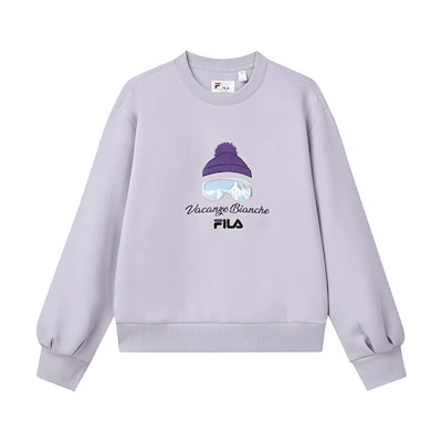 (Women) FILA Embroidered Logo Pullover Knit Sweatshirt Light Pink Purple F11W148201F-VT