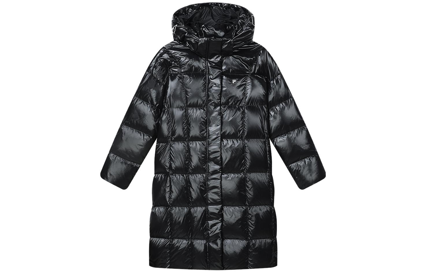 (Women) FILA Emerald  Black Long Hooded Down Jacket Casual and Warm. F11W344924F-BK 圖 2