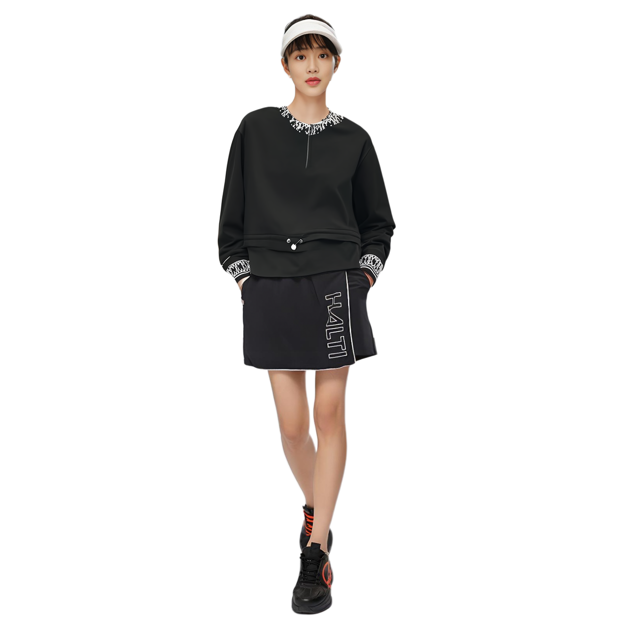 Details for (W) FILA 翡翠黑針織套頭毛衣 休閒冬季穿搭 F11W344201F-BK