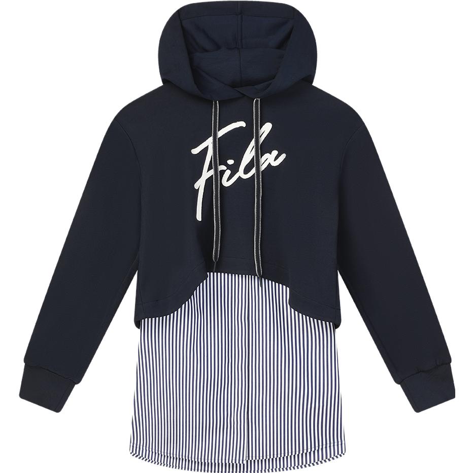 (Women) FILA Emerald Oversized Striped Hoodie in Navy F11W344213F-NV