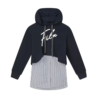 (Women) FILA Emerald Oversized Striped Hoodie in Navy F11W344213F-NV