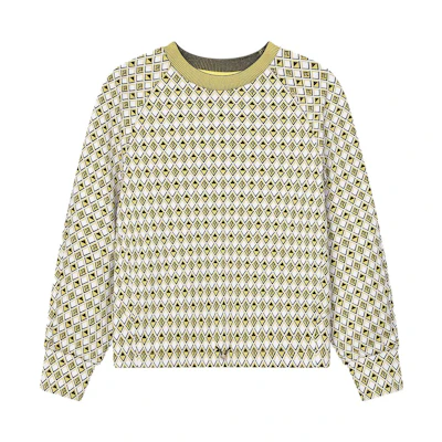 (Women) FILA Emerald Plaid Crewneck Casual Pullover Sweatshirt Women Full Print F11W414201F-ZA
